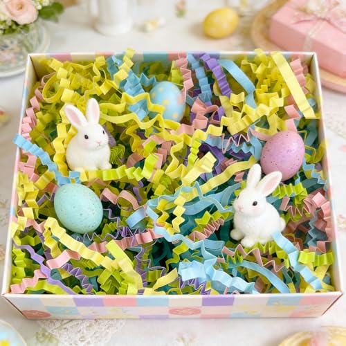 Image of Zankubom 8OZ Easter Crinkle Cut Paper Shred Filler Great for Gift Wrapping, Easter Basket Fillers, Birthday, Gift Wrapping, Classroom Event Decoration, Egg Hunt Party Decor Filling Supplies