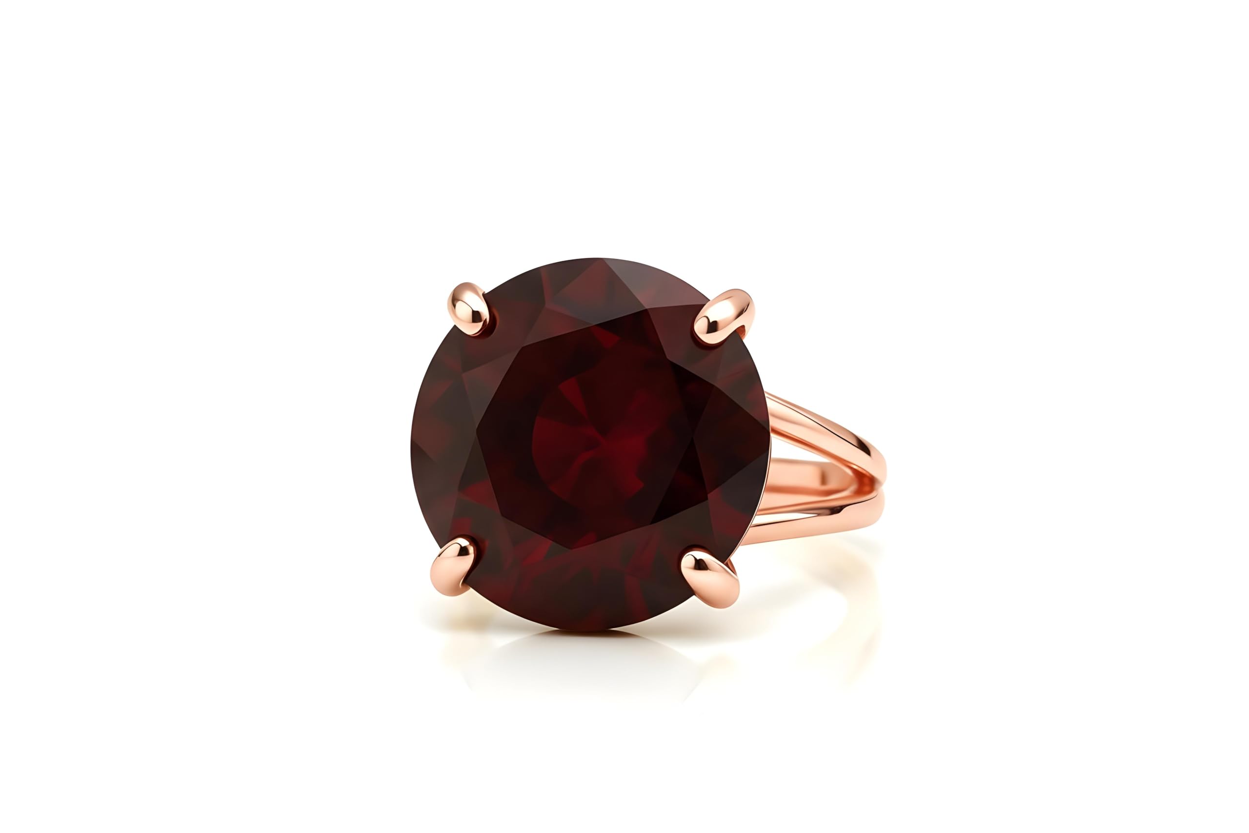 Bague Grenat 16mm - Bague Artisanale En Or 14k - Mode, Mariage, Fiançailles, Bijou Pierre De Naissance De Janvier - Bague Cocktail Avec Taille Et Matériau Personnalisés