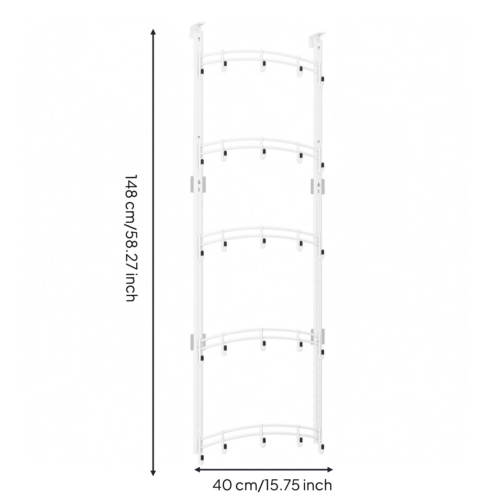 Rangement Suspendu Porte Rails à Crochs peu Encombrant Organiteur Porte à Crochs Polyvalent pr Appartement, Chambre D'étudiant,