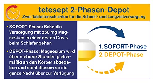 tetesept Magnesium 500 Nacht - 5 x 30 hochdosierte Tabletten - Nahrungsergänzungsmittel für entspannte Muskeln im Schlaf mit Magnesium Tabletten – Bild 5