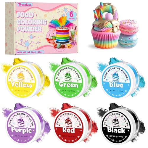 Colorant Alimentaire Poudre, 5g x 6 Couleurs Vibrantes Colorant Alimentaire, Hautement Concentrée Poudre Colorante Comestible Pour Glaçage, Fondant, Gâteaux, Macarons, Biscuits, Œufs De Pâques