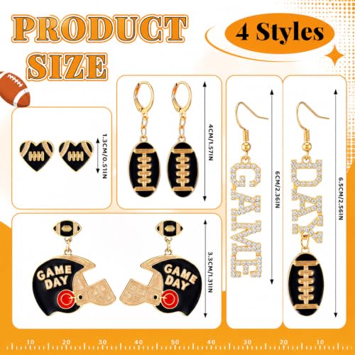 Image of Liliaafar 4 Pairs Game Day Football Earrings for Women
