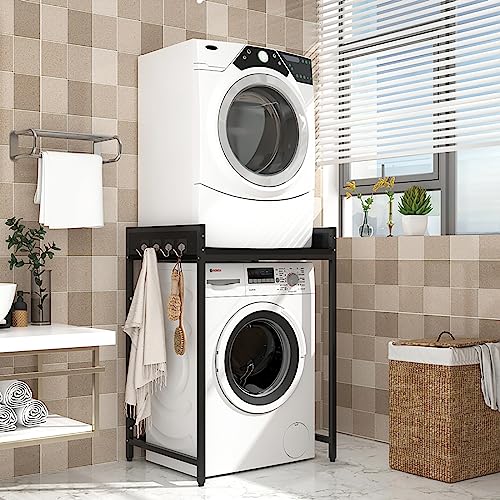 Htonvk Soporte Para Secadora Kit De Apilamiento Portátil Ajustable Para Lavadora De Carga Frontal Y Secadora - Solución De Ahorro De Espacio Para Lavandería Sin Montaje En Pared O Perforación Black Htonvk Soporte Para Secadora Kit De Apilamiento Portátil Ajustable Para Lavadora De Carga Frontal Y Secadora - Solución De Ahorro De Espacio Para Lavandería Sin Montaje En Pared O Perforación Black