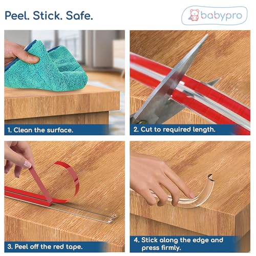 Image of BabyPro 4-Meter Silicone Edge Protector Strip for Baby Proofing, Soft Cushion & Durable Safety Guard for Sharp Furniture Edges & Corners, Peel & Stick Child Safety Bumper for Table, Bed & Desk