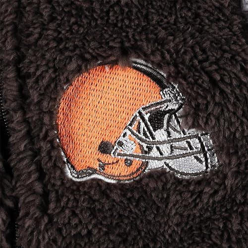 Outerstuff Newborn & Infant Brown Cleveland Browns Game Nap Teddy Fleece Bunting Full-Zip Sleeper