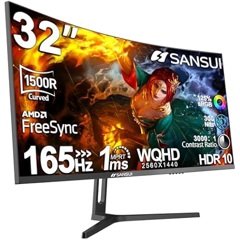 SANSUI 32-Inch WQHD 165Hz Curved Gaming Monitor Cover