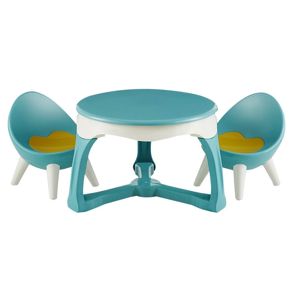 AJH Children's Plastic Table and Chair Set Learning Back Home Kindergarten Club Anti-Skid Activity Toy Table Easy to Install