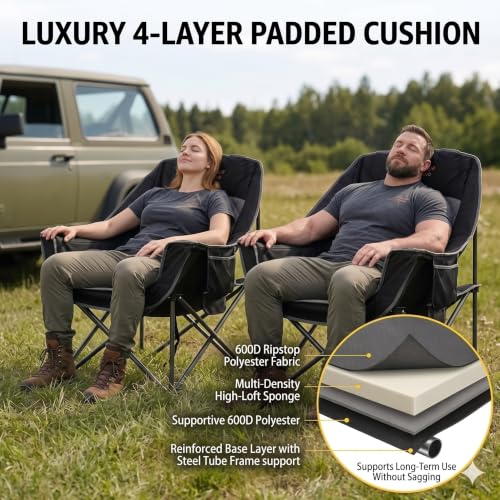 FAIR WIND XL Silla Plegable de Camping Sobredimensionada y Totalmente Acolchada para Adultos miniatura 3