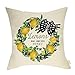 Fjfz Lemons Make Something Sweet Summer Farmhouse Housse de coussin décorative Motif couronne Vert citron 45,7 x 45,7 cm