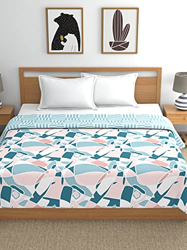 Image of Trident Comfort Living Double Bed Dohar, Reversible with Coordinated Colors, 215 Cms X 240 Cms, 80 GSM, Dream Blue