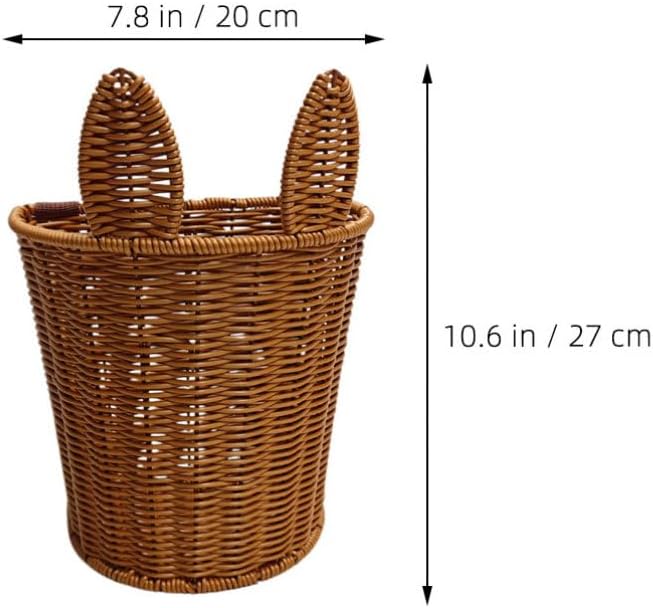 Alipis Hand-Woven Rabbit Basket Easter Picnic Basket with Straps, Imitation Rattan Storage Basket Backpack Flower Basket for Candy Storage Tea Picking