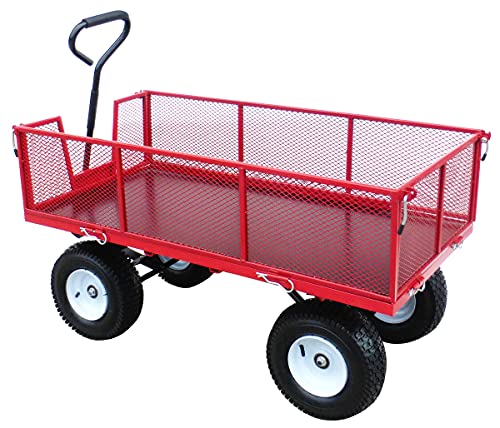 LiftMate Heavy Duty Garden Trolley with Folding Sides & Phenolic Plywood Deck, 350kg Capacity, Large & Lightweight Cart, Garden Trolley on Wheels Heavy Duty