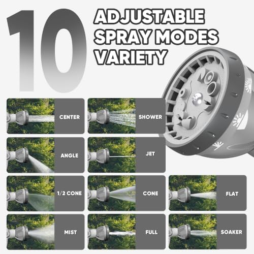 Image of SILVEL Automatic Retractable Garden Hose Reel on Metal Spike, 5 /8 in x 65ft Ground Mounted Outside, UV Resistant with 10 Pattern Nozzle, 360 Swivel, No Holes in Your House, Easy Installation