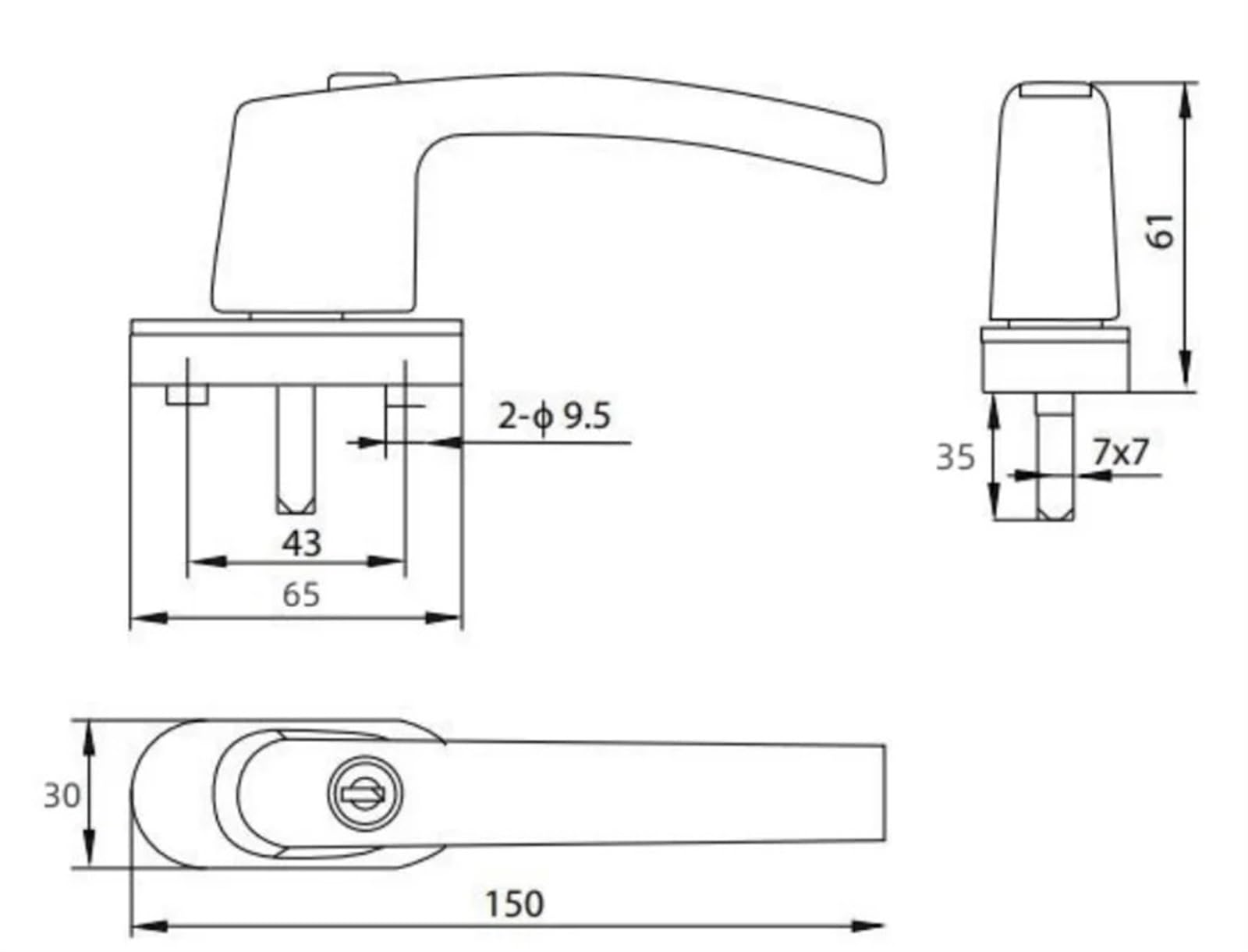 MRKU Maniglie per finestre con Serratura Espag in PVC, Chiusura in Linea, Serratura Universale Rotonda per finestre a Battente in PVC con Apertura Verso l'esterno e Chiave, Colore Bianco.