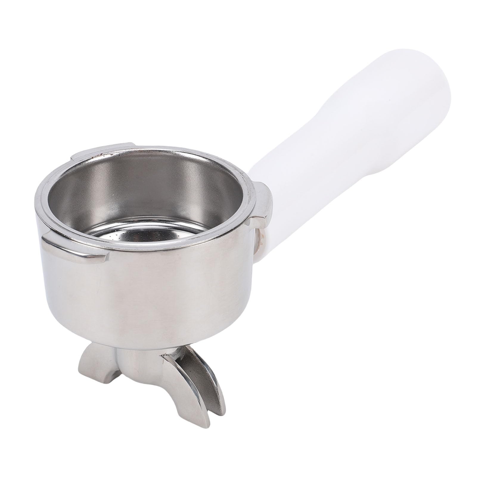 Aramox Portafiltro de café, Portafiltro sin Fondo con Agarre Ergonómico de Acero Inoxidable con 3 Boquillas para Baristas Domésticos y Máquinas de café Expreso (WHITE)