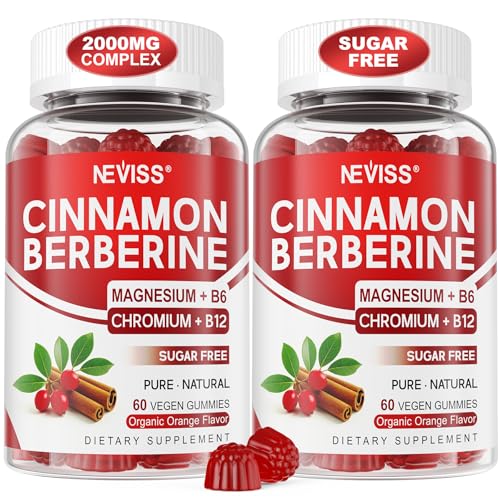 Ceylon Cinnamon Berberine Gummies 2000mg Sugar Free Organic Berberine HCI Supplement with Ceylon Cinnamon Bitter Melon Green Tea Chromium Magnesium Glycinate & Methyl B12 for Women & Men 120ct