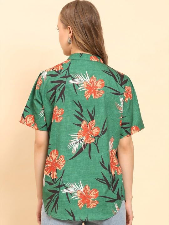Image of Trendy Queen Women's Printed Straight Polyester Mandarin Collar Top (SD814 T)