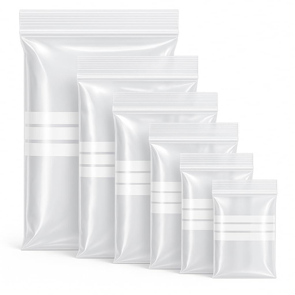 Grip Seal Bags with Write On Panel - 13" x 18" Clear Resealable Plastic Bags for Storage & Packaging (100 Pack) - Sabco