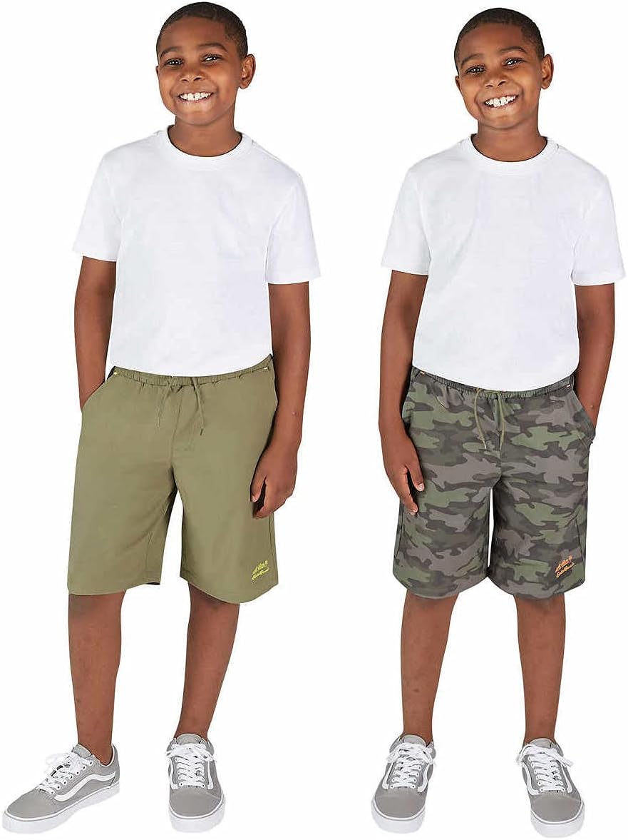 Eddie Bauer Boys 2-Pack Hybrid Shorts (US, Alpha, Medium, Regular, Camo/Green)