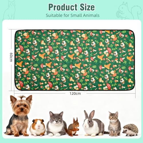 HOZKUY 2 Stück PIPI Pads 120x60cm für Meerschweinchen, wasserdichte & rutschfeste Unterlage mit 4 Lagen, super saugfähige, waschbare Wiederverwendbare Kleintiermatten für Hamster, Kaninchen, Welpen
