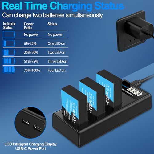 Image of Artman LP-E17 Battery 3-Pack 1300mAh and 3-Channel LCD Charger Pack for Canon EOS RP R10 R8 R50 Rebel T6i T7i T8i T6s SL2 SL3 EOS M3 M5 M6 200D 77D 750D 760D 800D 8000D KISS X8i Camera