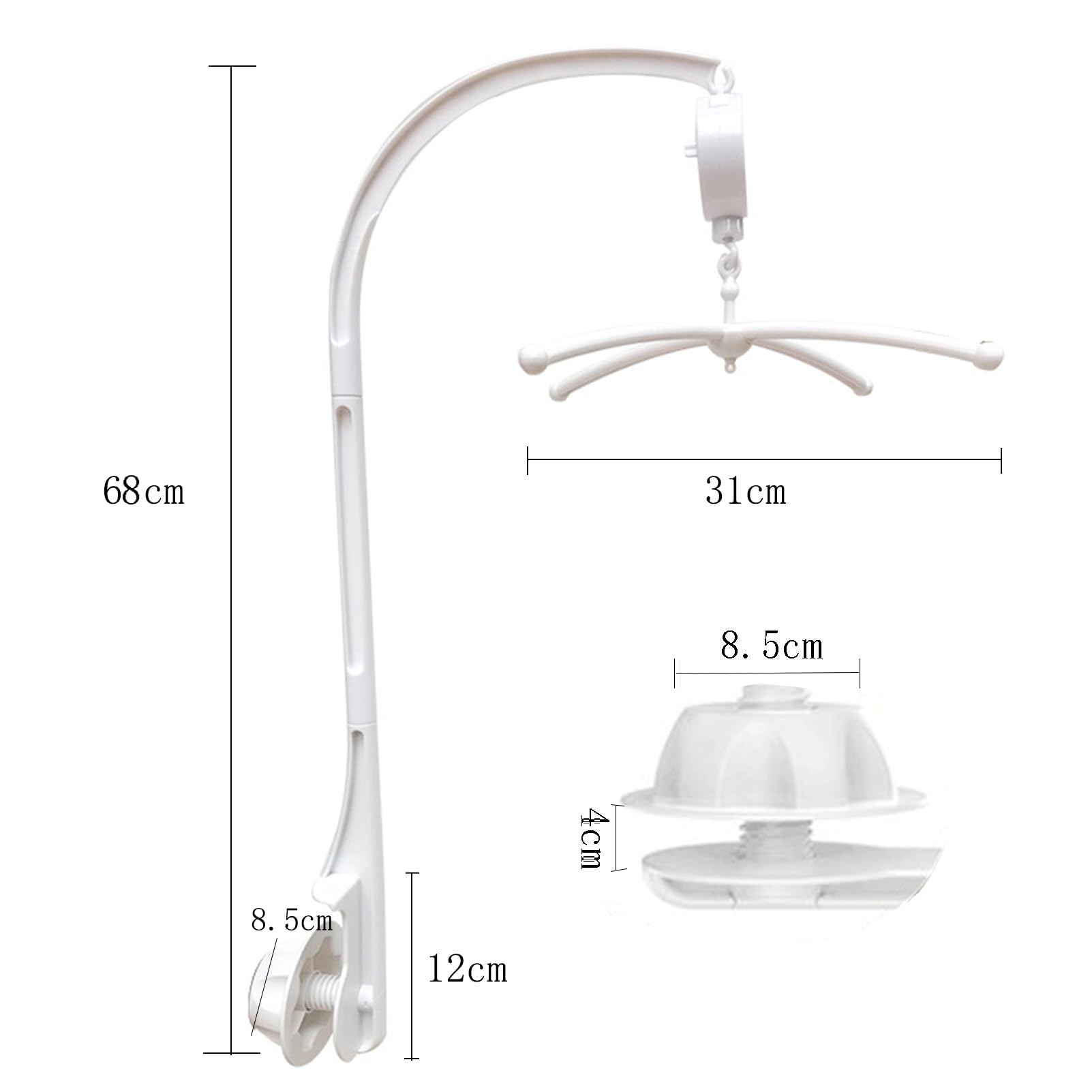 Musical Cot Mobile with Wind-up Music Box - Universal DIY Toy Decoration Hanging Arm Bracket for Baby's Hearing and Vision Development - Image 4