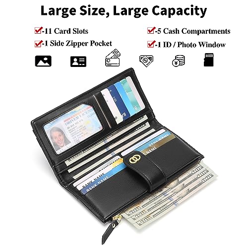 Womens Wallet Slim Rfid Blocking Bifold Leather Credit Card Wallets for Women Clutch with Zipper Coin Pocket2