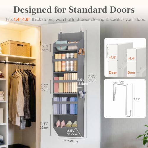 Lifewit-1-Pack-Over-the-Door-Organizer-5-Section-Clear-Window-Hanging-Storage-with-4-Side-Pockets-Sturdy-Anti-Tilt-40-lbs-Load-Behind-Door-for-Closet-Bedroom-Bathroom-Nursery-Dorm-Dark-Gray