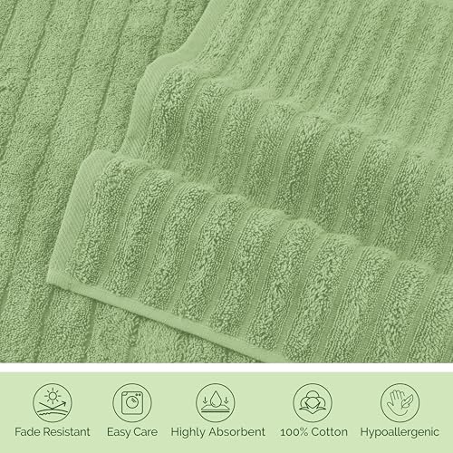Image of Elegant Comfort 100% Turkish Cotton Corduroy Ribbed Luxury Jumbo Bath Towel Ultra Soft - 35 x 70 Inch - Luxury Spa Premium Hotel Quality Highly Absorbent and Quick Dry Large Bath Towel, Sage