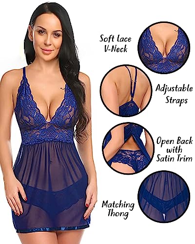 Image of Love Maker Women Babydoll Chemise Multicolor Lace Net Lingerie Nighty for Girls Stylish Above Knee Flora Print Honeymoon Anniversary Nightwear Dress Small to 3XL