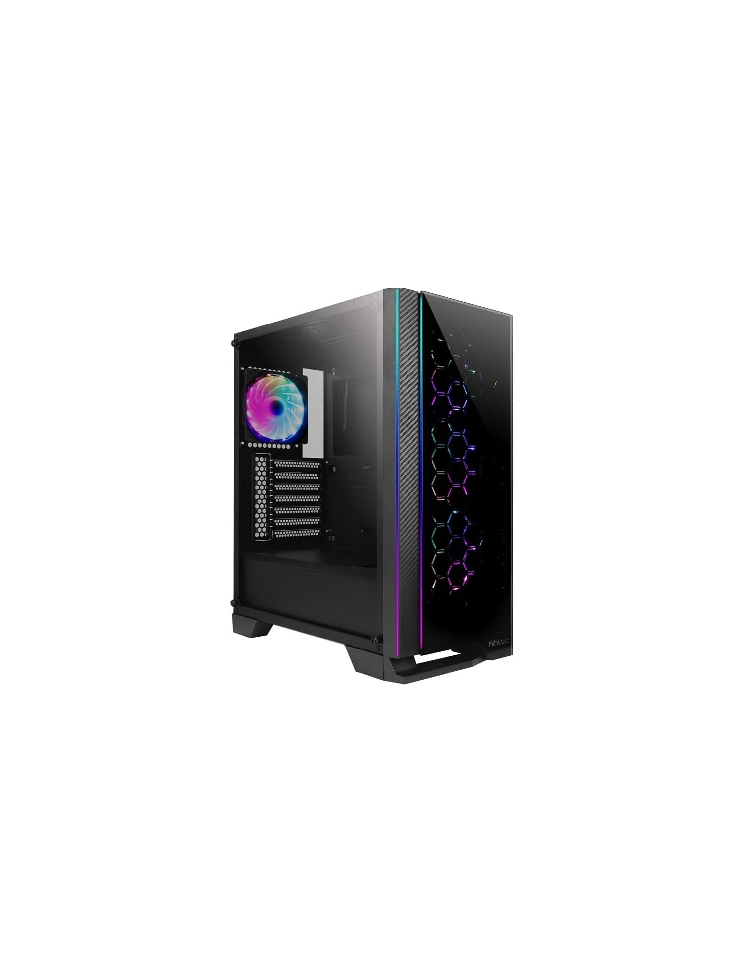 Antec NX600 Mid Tower Gaming Cabinet Support ATX, M-ATX, ITX Motherboard with Tempered Glass Side Panel, 4 x 120mm ARGB Fan (3 in Front & 1 in Rear) Preinstalled