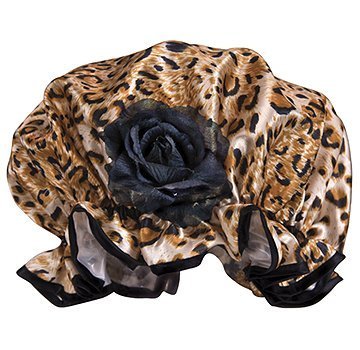 Fancy Leopard Shower Cap with Black Rose Fancy Leopard Shower Cap with Black Rose
