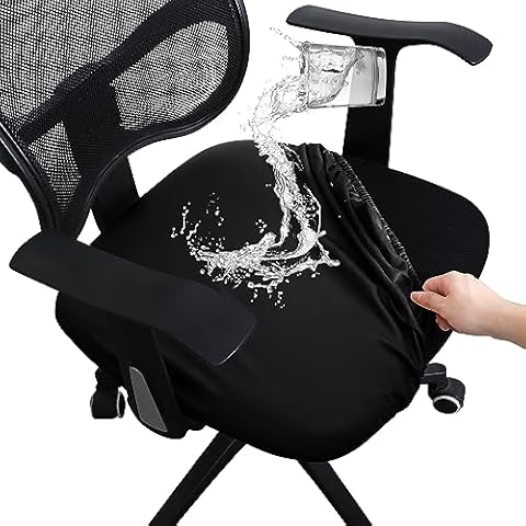 FORCHEER Office Chair seat Covers Leather Stretch Waterproof PU Computer Chair Seat Cushion Slipcovers-Black Cover