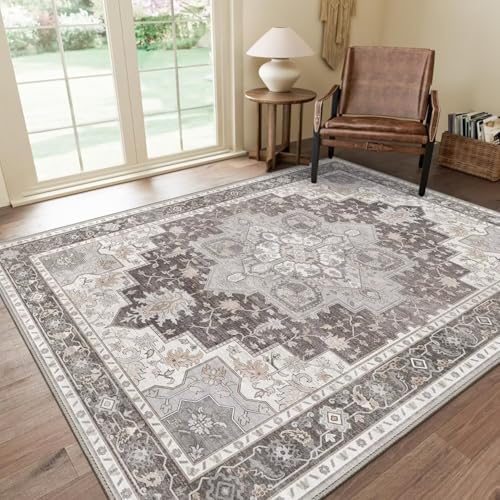 Tapis lavable en machine 120 x 180 cm aux finitions soignées pour bureau