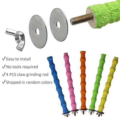 Image of Hamiledyi Bird Perch Stand, 12PCS Wood Parrot Perch Stand Platform, Paw Grinding Rough-surfaced Parakeet Cage Accessories Exercise Toy for Budgies Conure Cockatiel Hamster (Random Color)