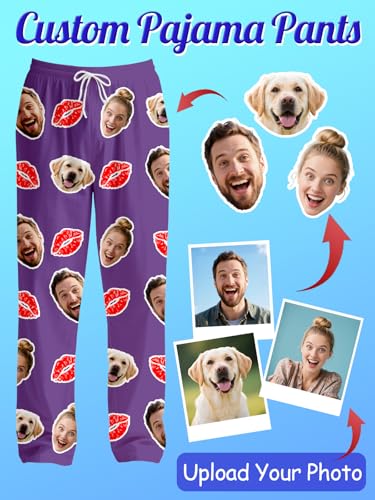 Personalized Custom Pajama Pants with Photo Dog, Funny Lounge Pants with Pockets for Unisex, Customized Gift for Lover, Dad3