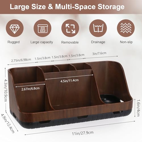 Zahnbürstenhalter für Badezimmer Organizer, elektrische Zahnbürste und Zahnpasta Halter, 7 Slots badorganizer für Badezimmer, Küche und Familie (Brown Wood Grain) 6