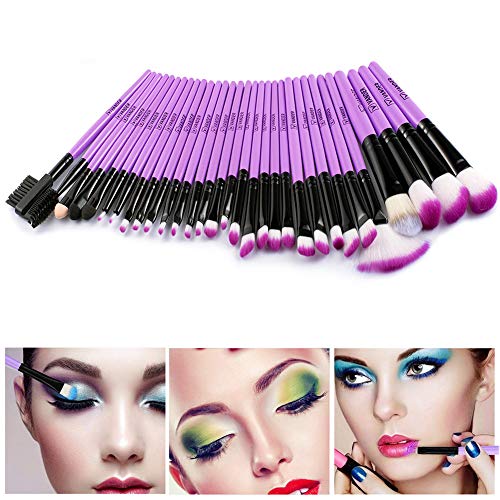 Vander Makeup Brushes Set Professional Make-up brush Cosmetics Brushes Set Kit + Pouch Bag Case (32pcs Purple)