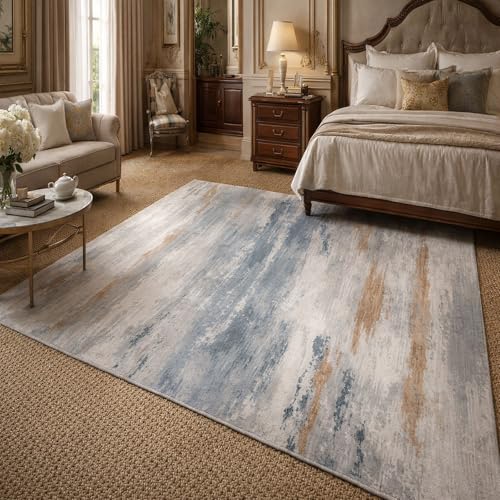 Alfombra de pelo corto lavable y antideslizante Rururug gris de 180 x 250 cm 2