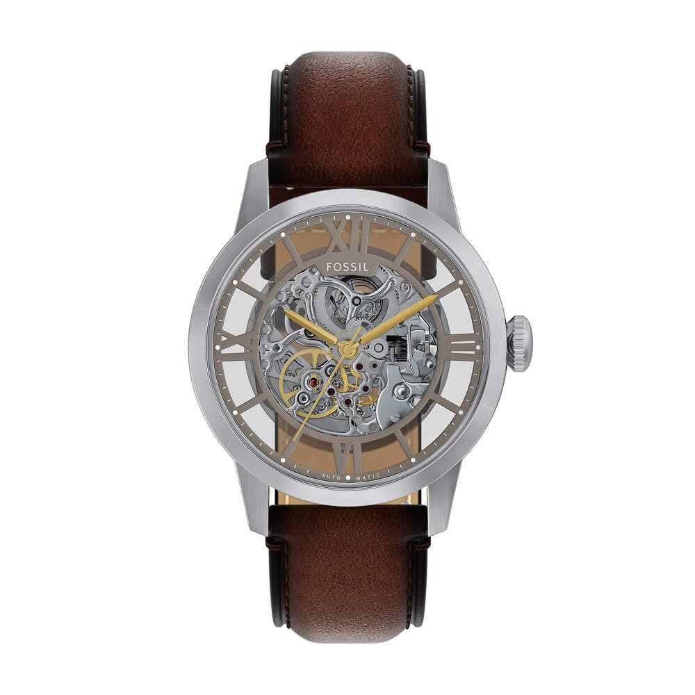 Fossil Watch for Men Townsman 48mm case Size Mechanical Automatic Movement Leather Strap