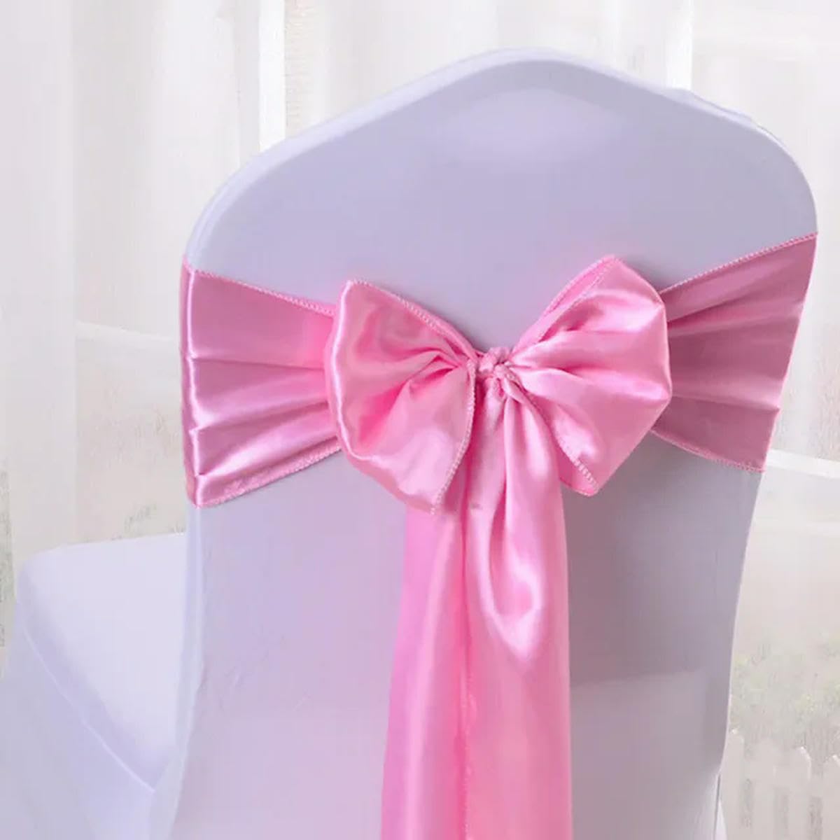 Stuhlschleifen, Satin, für Hochzeit, Innen- und Außenbereich, Stuhlknoten, für Party, Event, Hotel, Bankett, Dekoration, Hellrosa, 100 Stück
