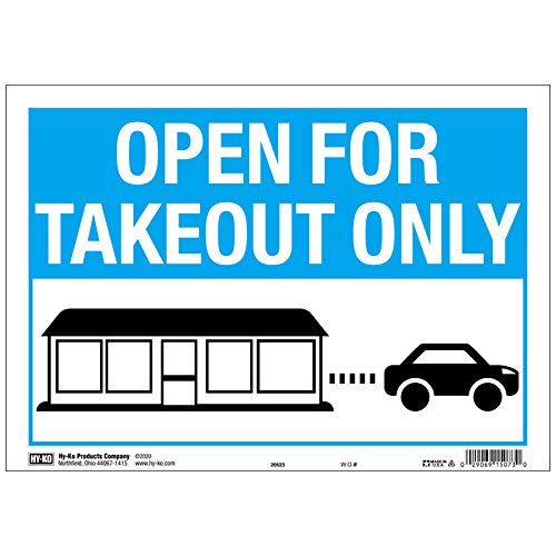 Hy-Ko English Blue Takeout Sign 8.5 in. H x 12 in. W