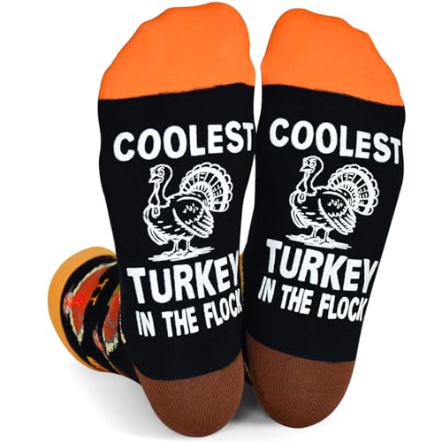GOLIN Funny Thanksgiving Day Gifts Coolest Turkey Socks Novelty Fall Socks Stocking Stuffed Gift Ideal for Women Men Teens