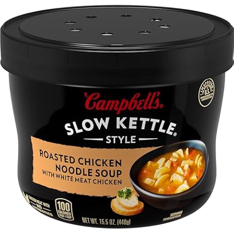 Campbell's Slow Kettle Style Roasted Chicken Noodle Soup with White Meat Chicken, 15.5 oz. Tub Cover