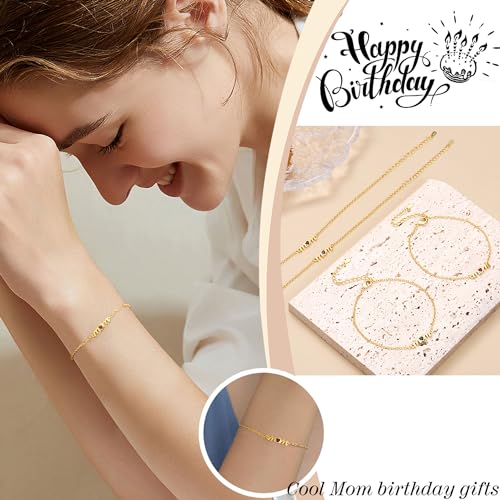 Birthday Gifts for Mom, Mom Birthday Gifts Birthstone Bracelets for Women Gold Dainty Bracelet Mom Christimas Gifts Socking Stuffers for Mom Happy Unique 30th 40th 50th 60th 70th 80th Mother Birthday Retirement Jewelry