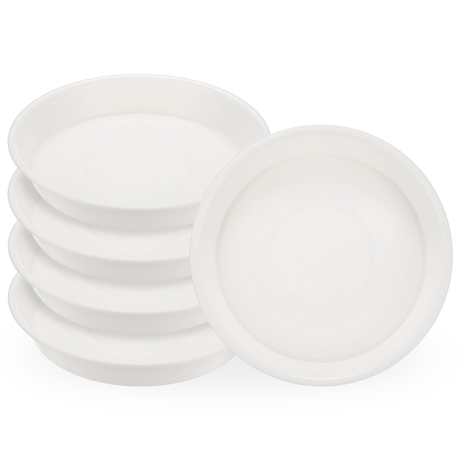 M METERXITY 5-Pack Plant Saucers 6in ID for Indoor/Outdoor, White