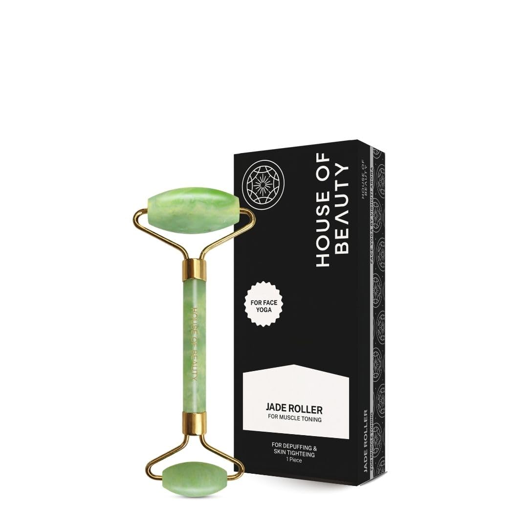 House of Beauty Jade Roller with Double Sided Stone Toning Firming Face Massager for Face, Eye, Neck, Body Massage Tool (Green)-image-27