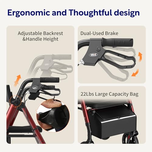 image for VOCIC Walkers for Seniors,Foldable Walker with Seat,Lightweight Rollat