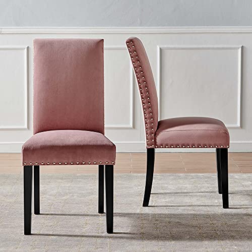 Modway Parcel Performance Velvet Dining Side Chairs - Set Of 2, Dusty Rose #TOP6