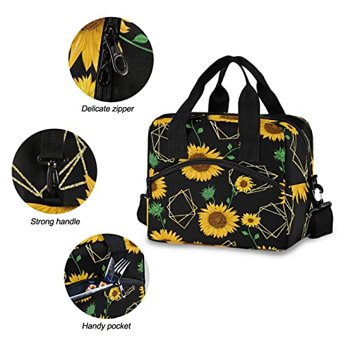 Sunflower Insulated Lunch Bag Reusable Lunch Tote Bag Cooler Bag For Women Men Adult Lunch Box With Adjustable Shoulder Strap Leakproof Lunch Bag For Work School Picnic Camping #TOP4